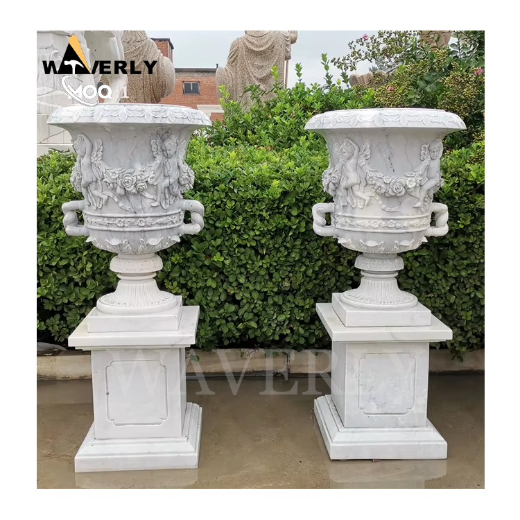 Custom Design Garden Courtyard Marble Flower Pots  MF24-1203-3