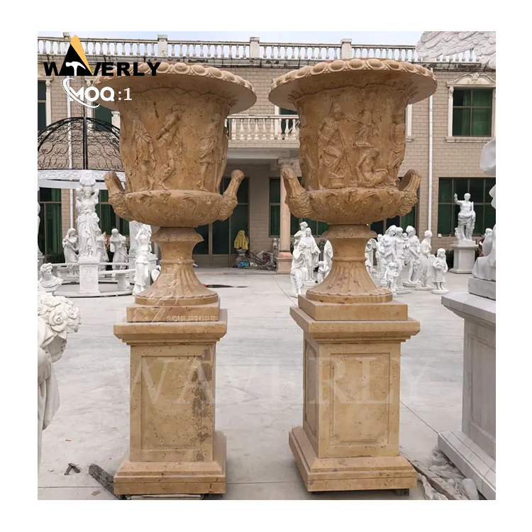 Outdoor Garden Decoration Luxury White Marble Flower Pot  MF24-1203-7