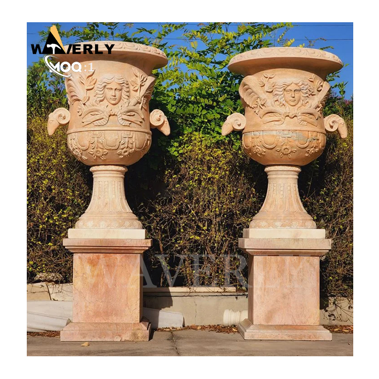 Outdoor Garden Decoration Luxury White Marble Flower Pot  MF24-1203-7