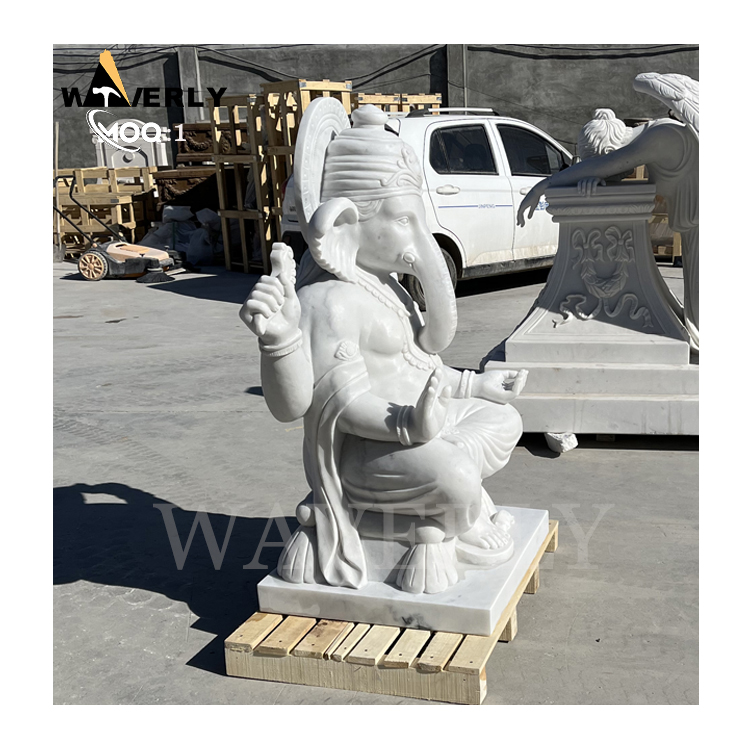 Garden Temple Decor Marble Ganesha Statue  MF24-1210-2