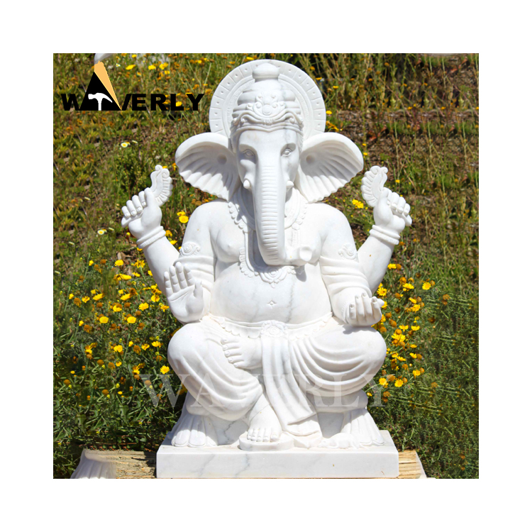 Garden Temple Decor Marble Ganesha Statue  MF24-1210-2