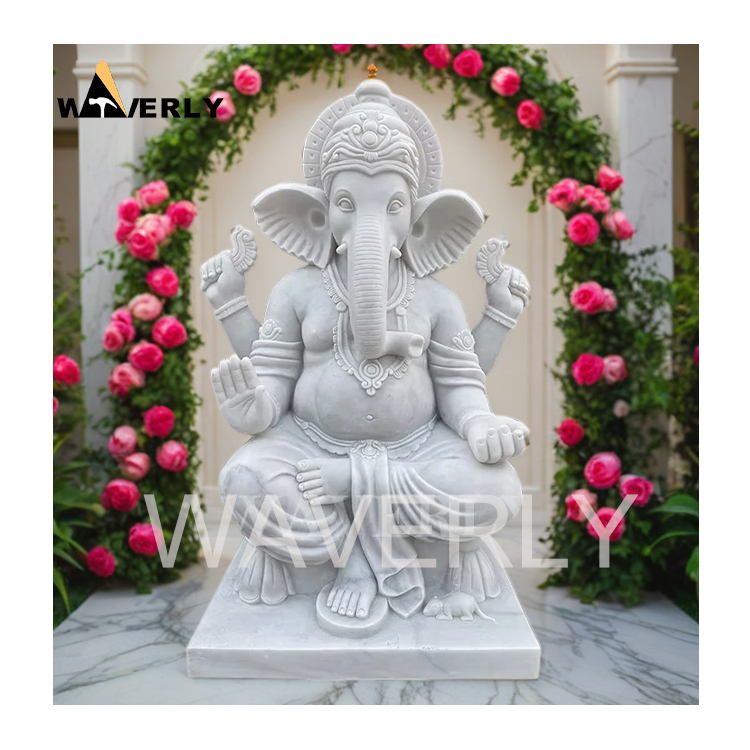 Garden Temple Decor Marble Ganesha Statue  MF24-1210-2