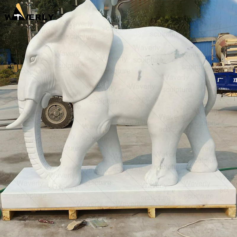 Outdoor Large Sunset Red Marble Elephant statues MF24-121603