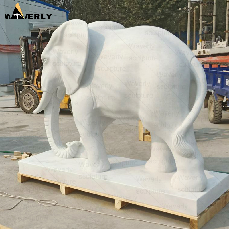 Outdoor Large Sunset Red Marble Elephant statues MF24-121603