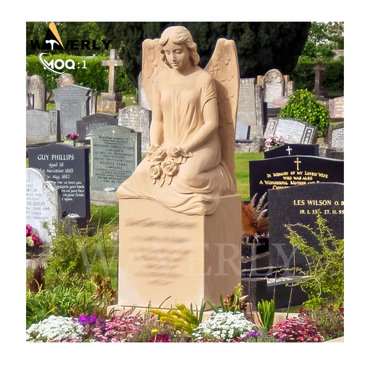 Hand Carved Marble Angels Tomb Headstone MF24-1217-11