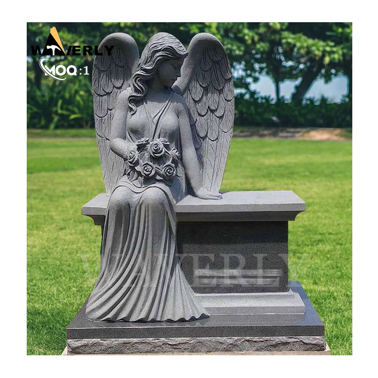 Stone Memorial Gravestone Granite Cemetery Angel Statues MF24-1218-4