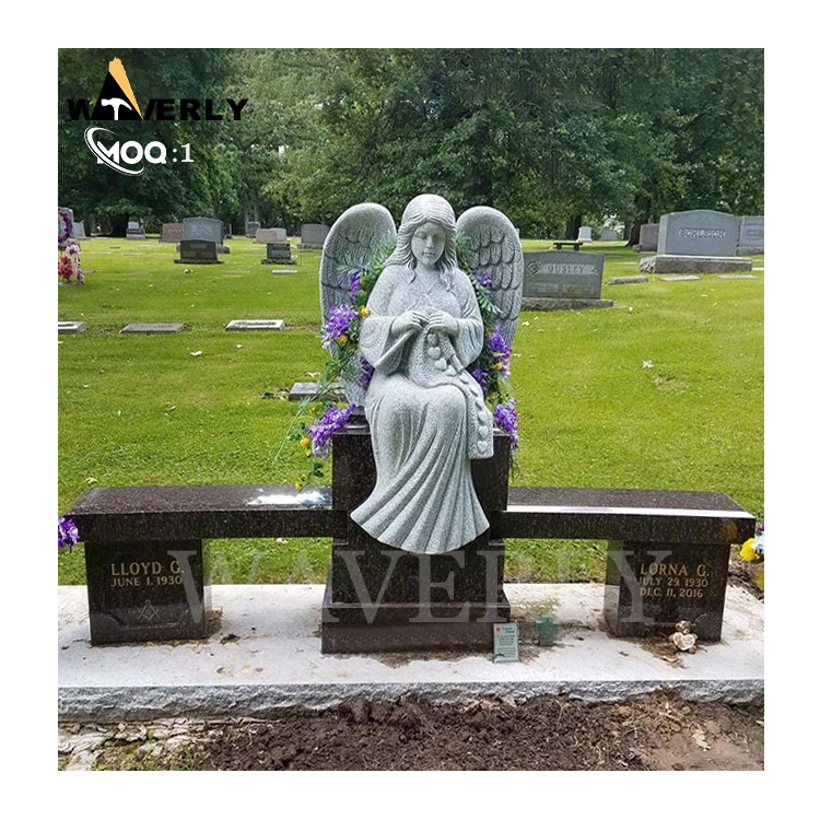 Stone Tombstones And Monuments Wholesale Granite Angel Memorial Bench MF24-1218-6