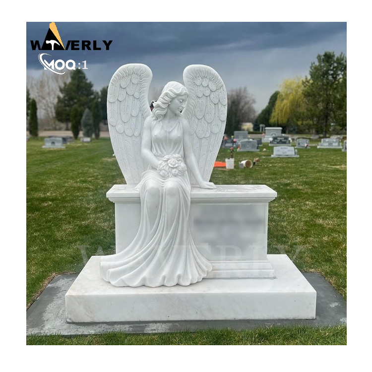 Stone Tombstones And Monuments Wholesale Granite Angel Memorial Bench MF24-1218-6